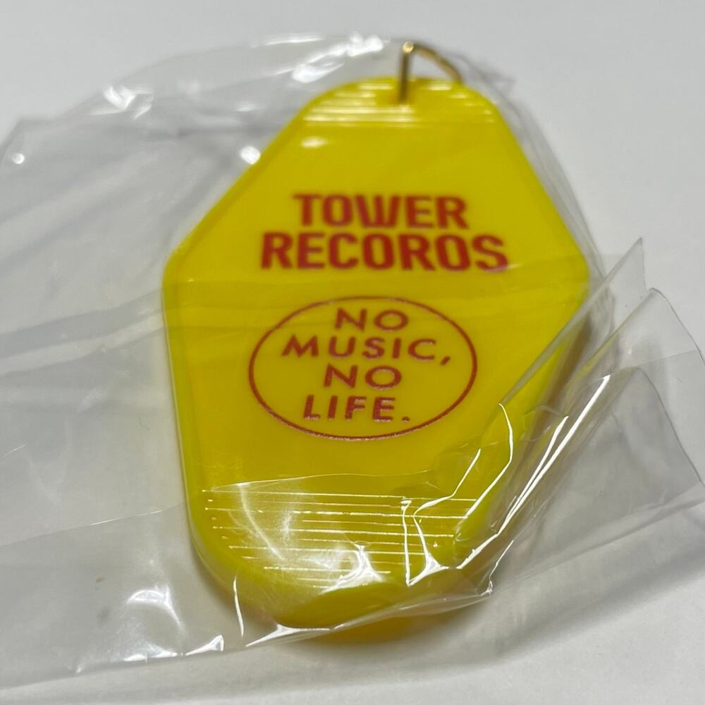 Tower Records No Music No Life Red On Yellow “Recoros” Print Error Keychain